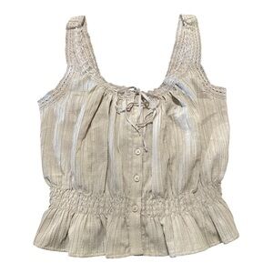 American Eagle Milkmaid Feminine Lace Button Up Coquette Smocked Top XS NWT